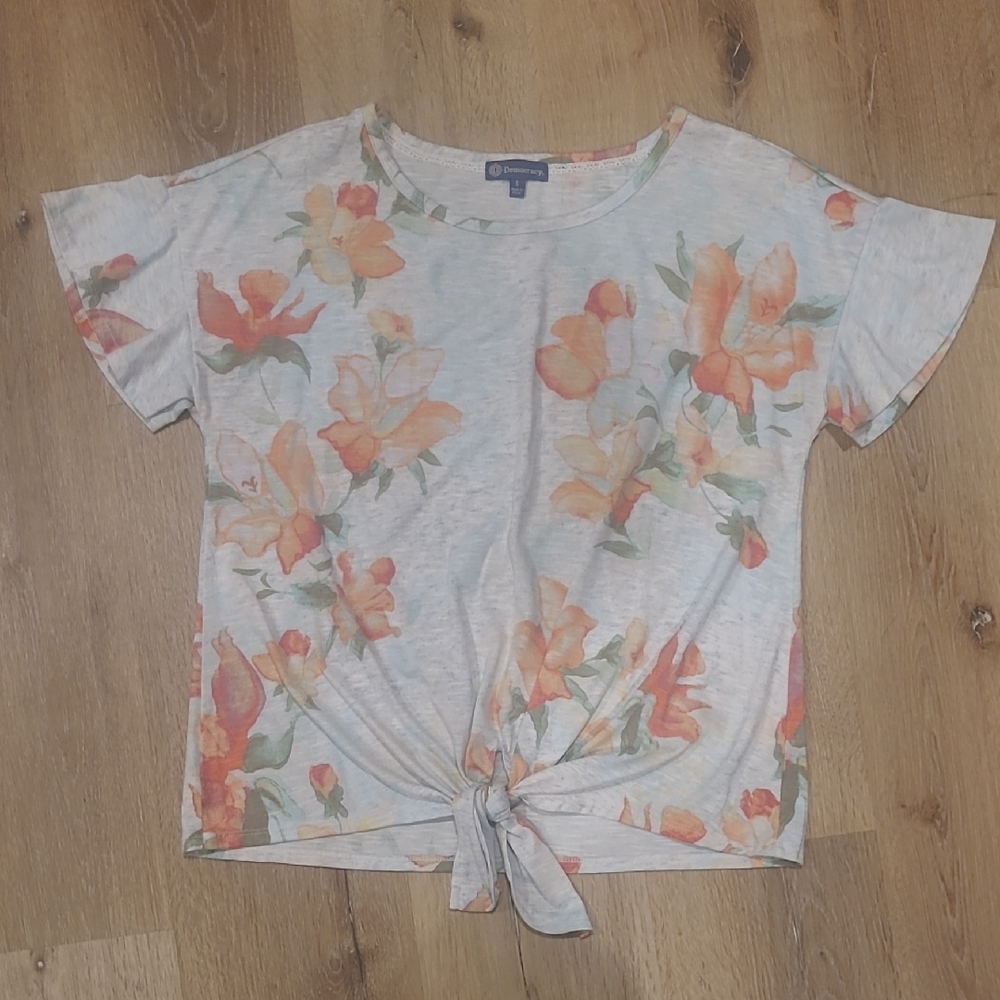 Democracy Peach Floral Tie-Front Small